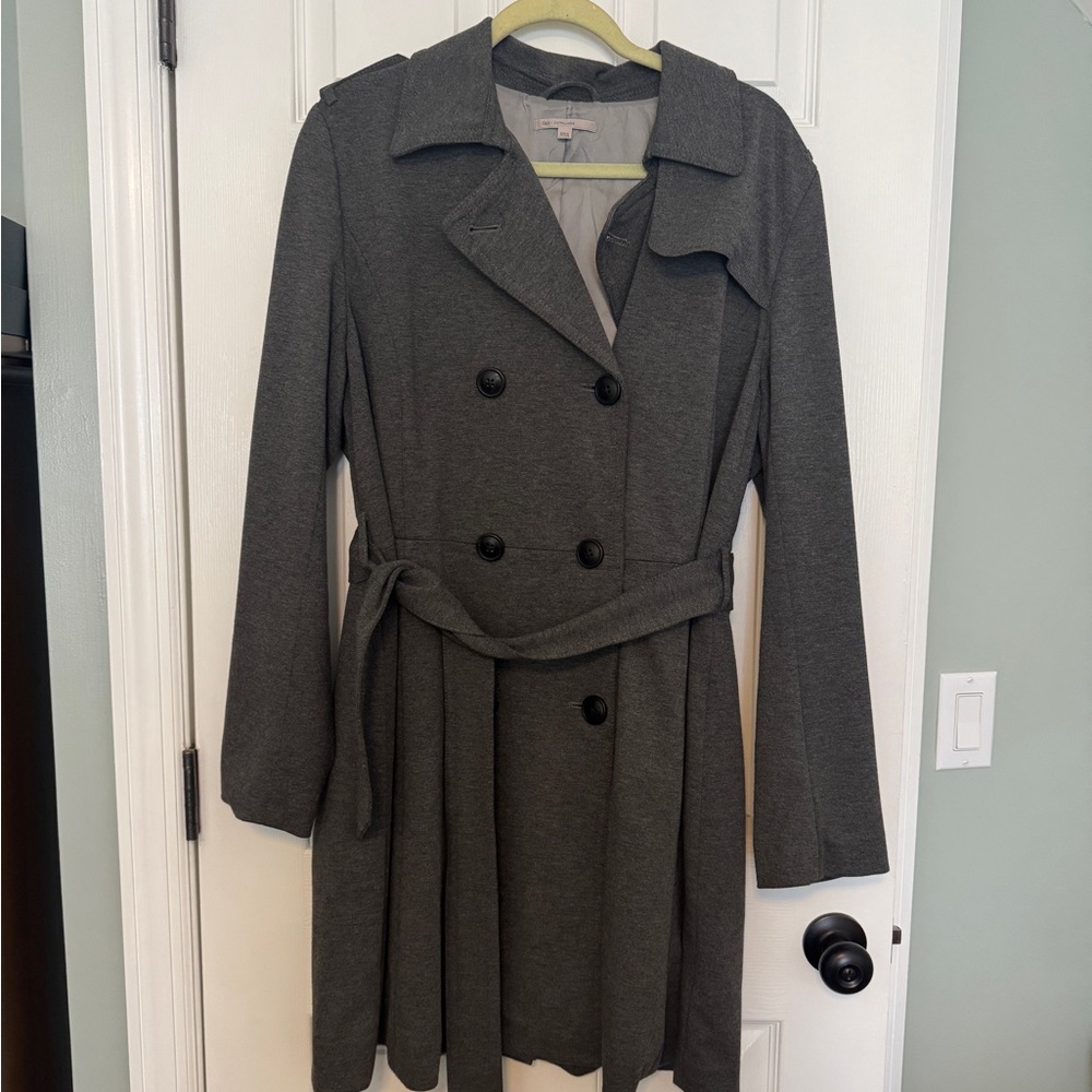 Vintage Stylish Gray Double-Breasted Trench Coat
